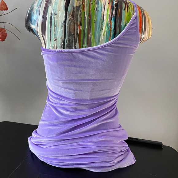 FANTABODY Asymmetrical Velvet Lilac Dress sz Medium - Picture 5 of 11